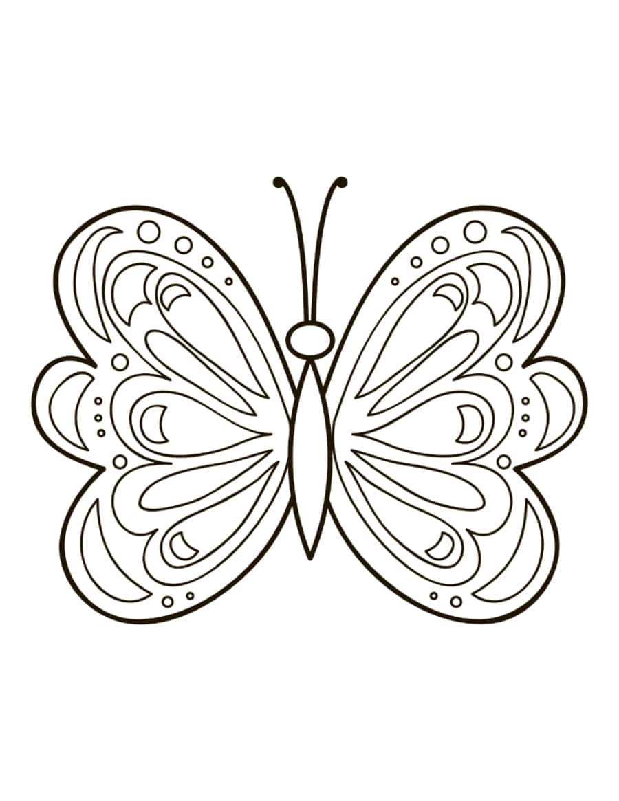 Butterfly Simple Pattern To Color Coloring Pages Pdf Free Vectors